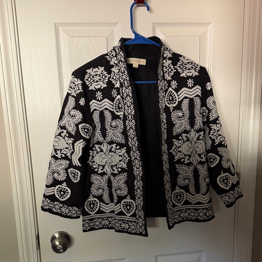 Lovestitch Black and White Embroidered Jacket